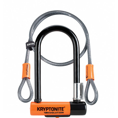 Kryptonite - Kryptonite - Evolution Mini 7 U-Lock with 4 foot cable - Sold Secure Gold. In Stock. Bath Outdoors stocks a range of Kryptonite Bicycle locks & accessories perfect for Mountain bikes, gravel bikes, adventure bikes, road bikes, touring bikes & commuter bikes. Bathoutdoors.co.uk is an official stockist of Kryptonite Bicycle locks & accessories.