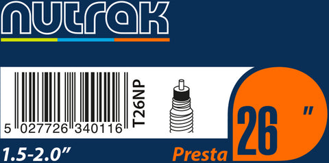 NUTRAK 26 x 1.5 - 2.0 inch Presta inner tube