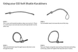 DD Hammocks Soft Shell Karabiner perfect upgrade for DD Camping Hammock with DD Whoopie Slings  At barely 5g each (or 10g for the XL size), these super-strong shackles are made from 2.5mm Amsteel cord, making them the lightest and most flexible option for your hammock suspension syste