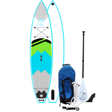 This Sandbanks Style Tour Sports iSUP is designed for speed. Narrower than our Ultimate board at 30 inches, it packs a powerful 12ft length, features a rocker at the front and comes to a streamlined point. This design enables you to cut through calm or rough water, allowing you to reach impressive speeds whatever the weather.