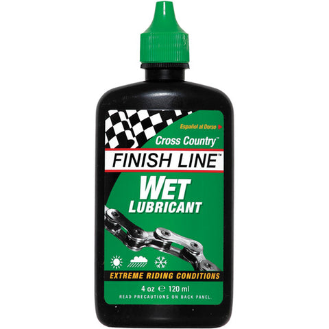 Finish Line - Finish Line Cross Country Wet Chain Lube (120ml). In Stock. Bath Outdoors stocks Finish Line bicycle lube & maintenance products perfect for Mountain bikes, gravel bikes, adventure bikes, road bikes, touring bikes & commuter bikes. bathoutdoors.co.uk is an official stockist of Finish Line Bicycle maintenance products.